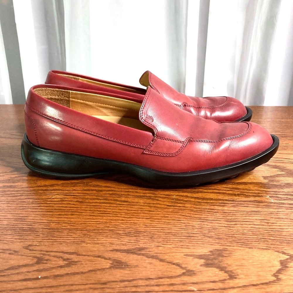 Vtg Tods Sport Gomma Loafer Red Leather Black Rubber Wedge Womens 9.5 Y2k RP$500